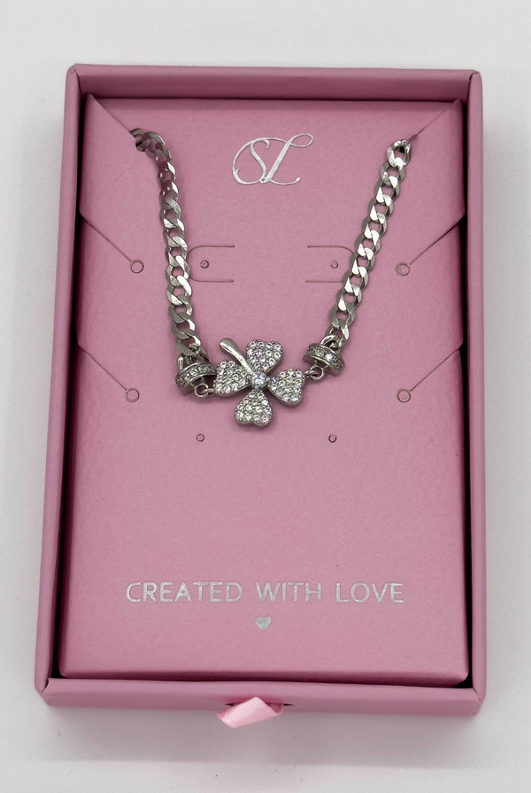 smashed lemon 62039 En Armband Met Klaver Hangerzirkoon Kristallen | Silver