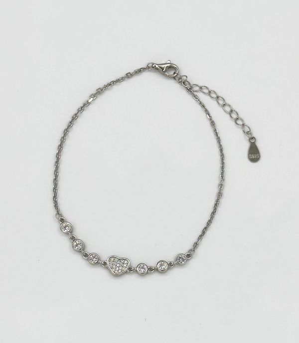 Smashed Lemon 62044 En Armband Met Hartvormige Kralenzirkoon Kristallen | Silver