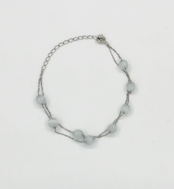 Smashed Lemon 62048 En Armband Met Ronde Cat'S Eye Kralen | Silver