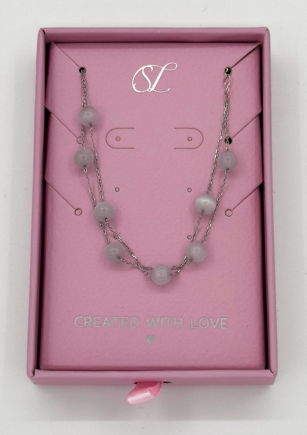 smashed lemon 62048 En Armband Met Ronde Cat'S Eye Kralen | Silver