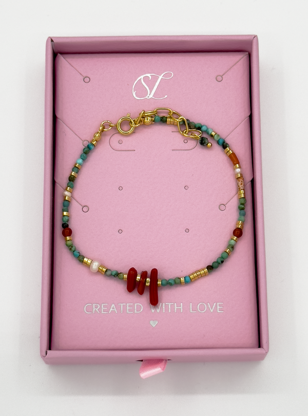 smashed lemon 62055 Multi Kwartsen Kralen Armband | Muticolour