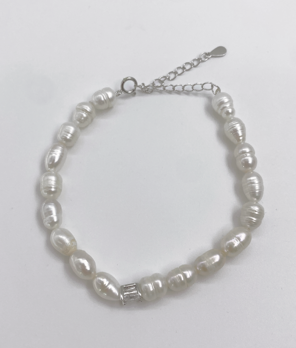 Smashed Lemon 62057 Parel Kralen Armband Met Zirkonia Kristal | Creme