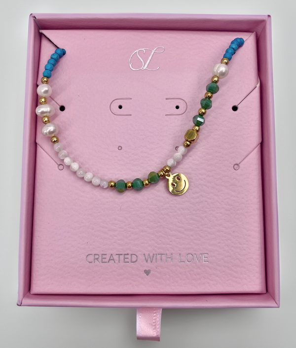 Smashed Lemon 64005 Ketting Met Smiley Hangergecombineerde Kralen | Muticolour