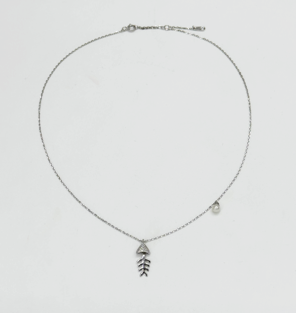Smashed Lemon 64009 Dunne En Ketting Met Visgraat Hangerparel | Silver