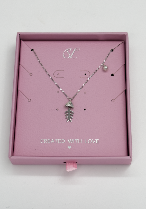 smashed lemon 64009 Dunne En Ketting Met Visgraat Hangerparel | Silver