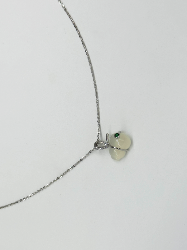 Smashed Lemon 64010 Dunne En Ketting Met Hetian Jade Steen Hanger | Silver