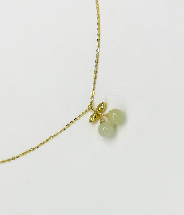 Smashed Lemon 64012 Dunne Vergulde En Ketting Met Kersen Hangerhetian Jade | Gold