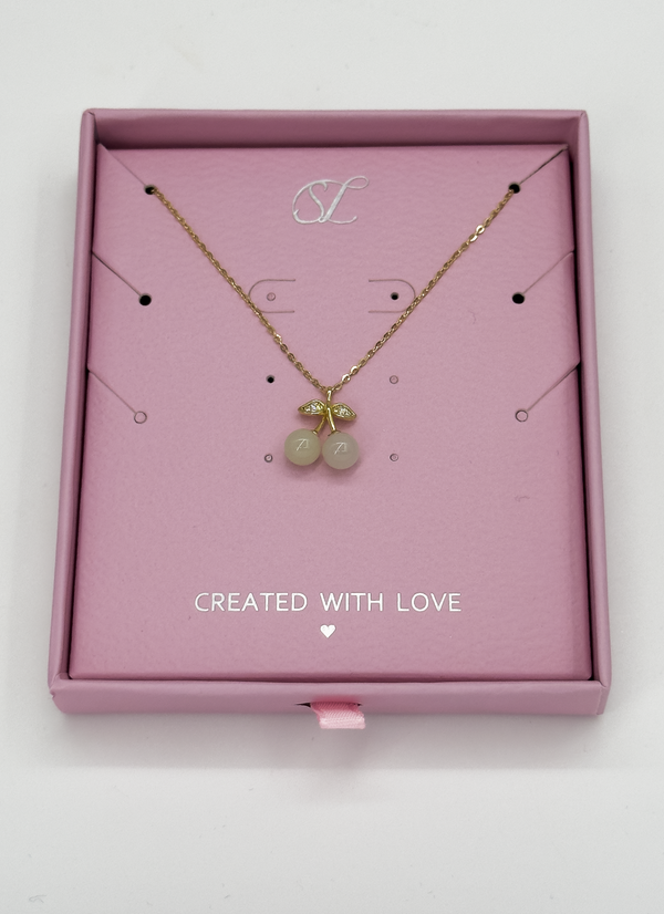 smashed lemon 64012 Dunne Vergulde En Ketting Met Kersen Hangerhetian Jade | Gold