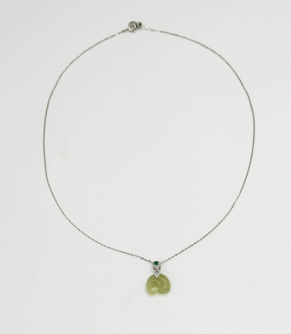 Smashed Lemon 64014 Dunne En Ketting Met Hetian Jade Steenkristallen Hanger | Silver