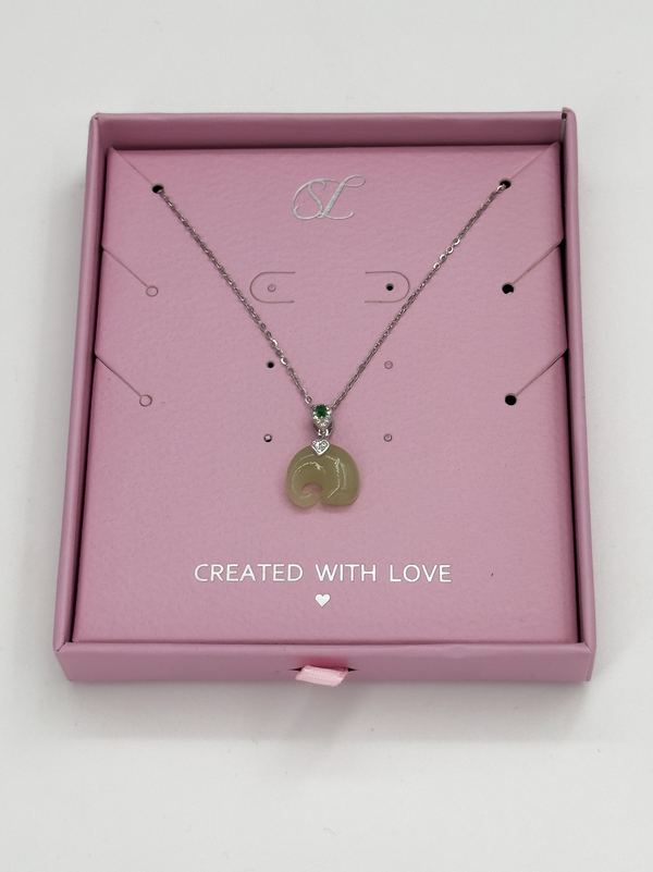 smashed lemon 64014 Dunne En Ketting Met Hetian Jade Steenkristallen Hanger | Silver