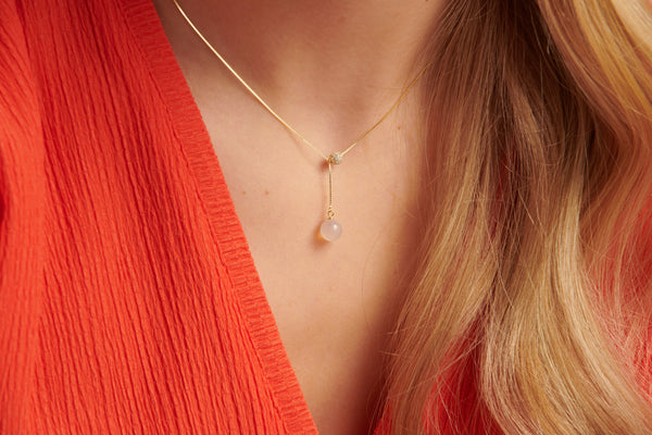 Smashed Lemon 64015 Fijne Vergulde En Ketting Met Kristallenkwarts Steen Hanger | Gold