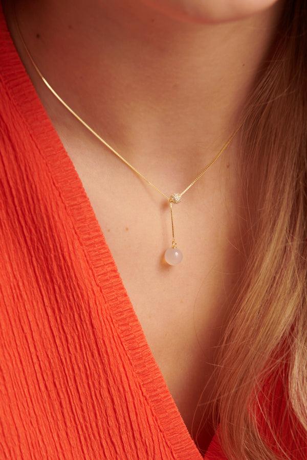 Smashed Lemon 64015 Fijne Vergulde En Ketting Met Kristallenkwarts Steen Hanger | Gold