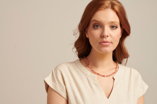 Smashed Lemon 64023 Tangerine Quartz Kralenketting | Brique