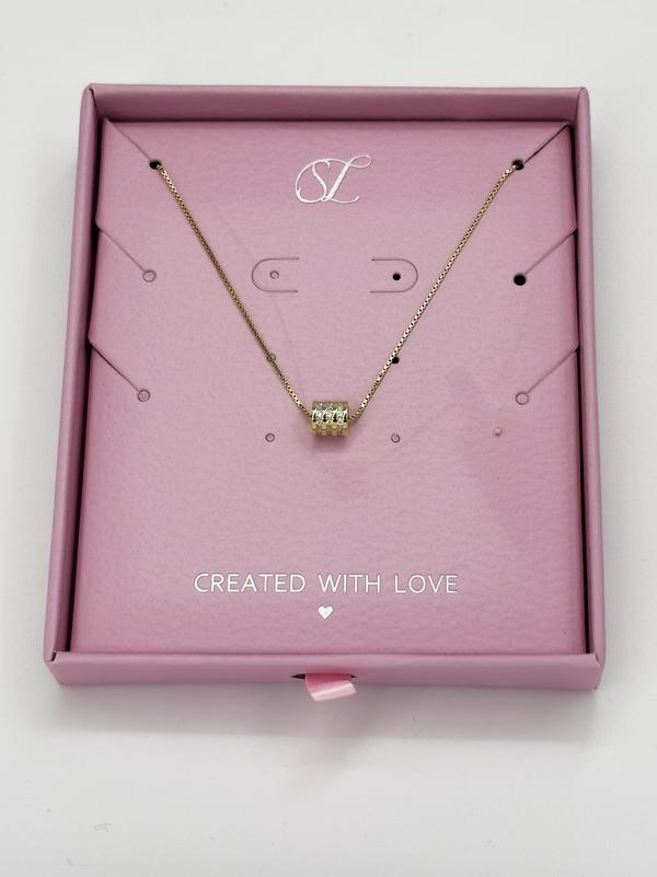 smashed lemon 64028 Fijne Vergulde En Ketting Met Zirkoon Ring Hanger | Gold