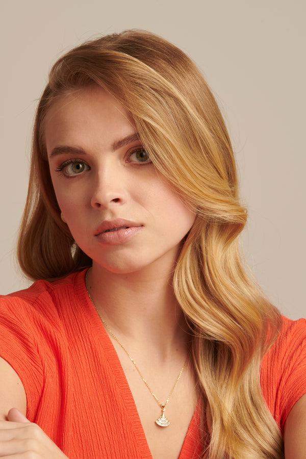 Smashed Lemon 64031 Fijne Vergulde En Ketting Met Waaier Hangerzirkoon | Gold