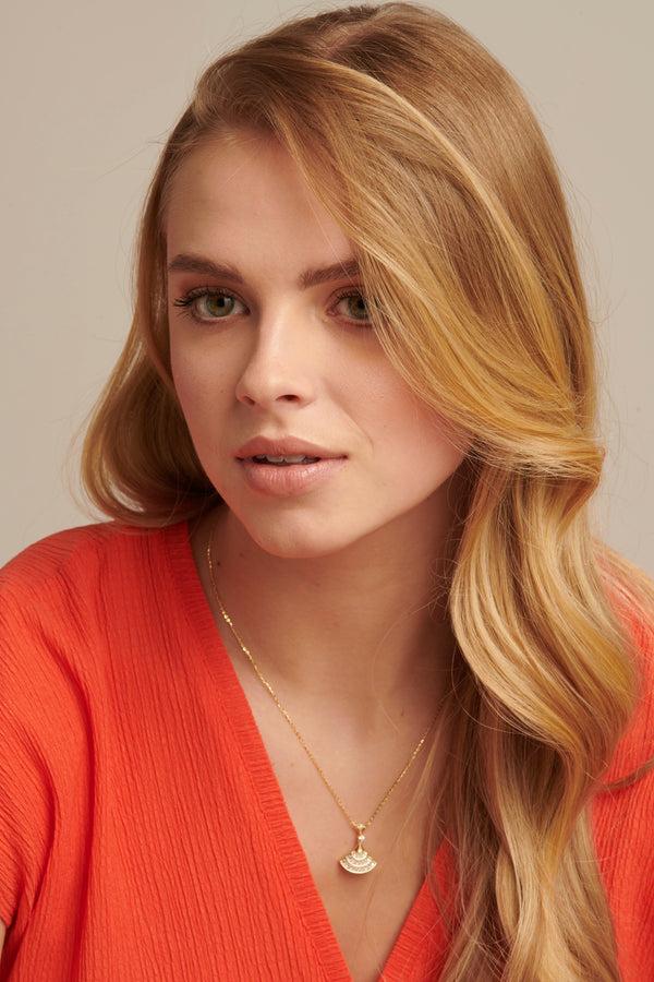 Smashed Lemon 64031 Fijne Vergulde En Ketting Met Waaier Hangerzirkoon | Gold