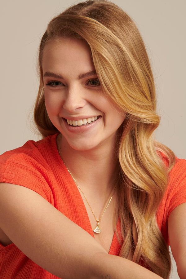 smashed lemon 64031 Fijne Vergulde En Ketting Met Waaier Hangerzirkoon | Gold