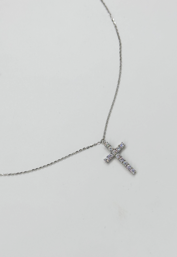 Smashed Lemon 64035 Fijn En Ketting Met Kruisvormige Hangerzirkoonkristallen | Silver