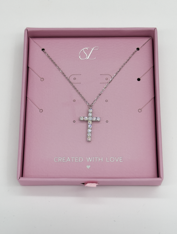 smashed lemon 64035 Fijn En Ketting Met Kruisvormige Hangerzirkoonkristallen | Silver