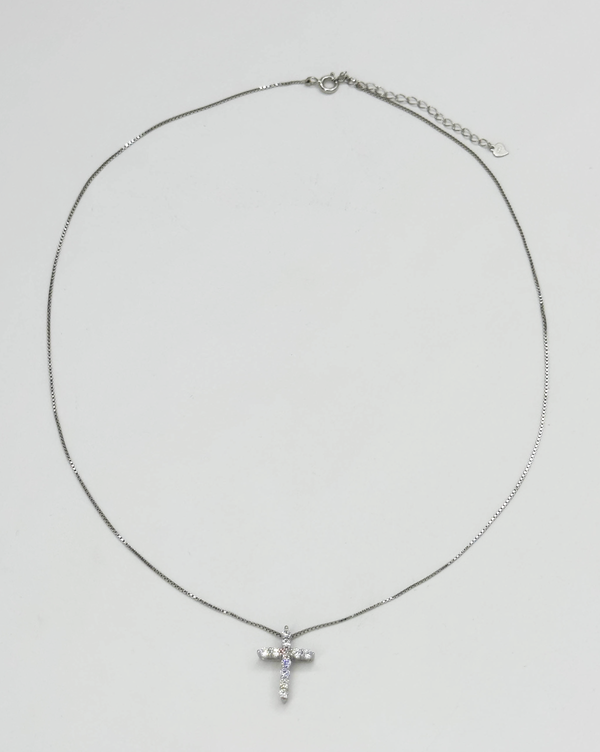 Smashed Lemon 64036 Fijn En Ketting Met Kruisvormige Hangerzirkoonkristallen | Silver