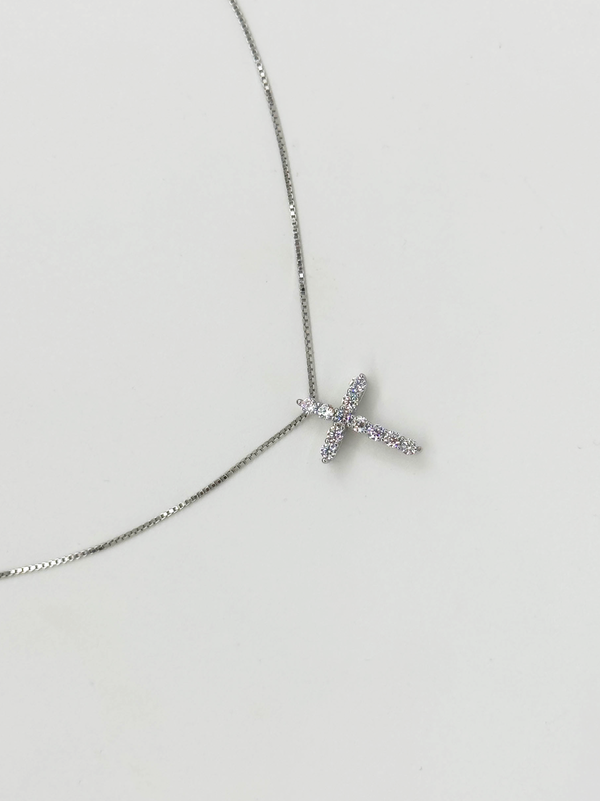 Smashed Lemon 64036 Fijn En Ketting Met Kruisvormige Hangerzirkoonkristallen | Silver