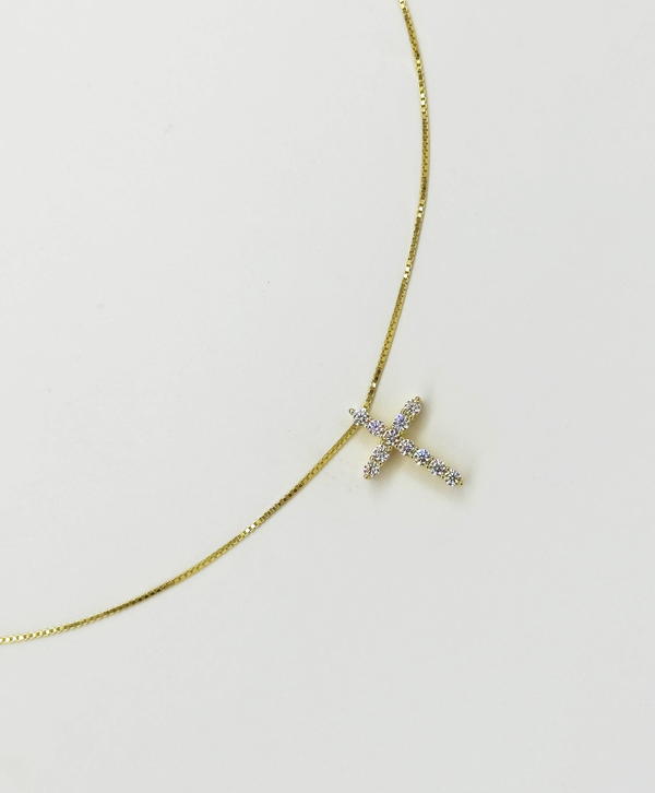 Smashed Lemon 64036 Fijn En Ketting Met Kruisvormige Hangerzirkoonkristallen Verguld Met | Gold