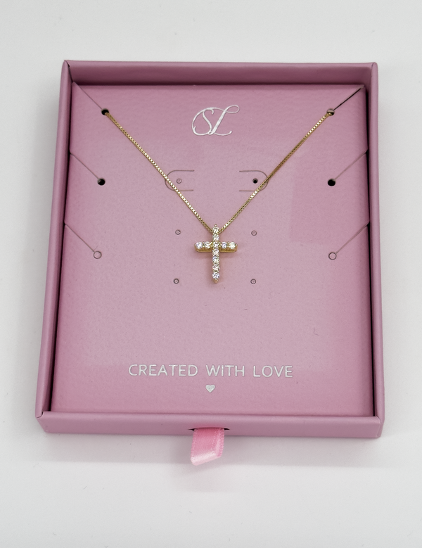 smashed lemon 64036 Fijn En Ketting Met Kruisvormige Hangerzirkoonkristallen Verguld Met | Gold