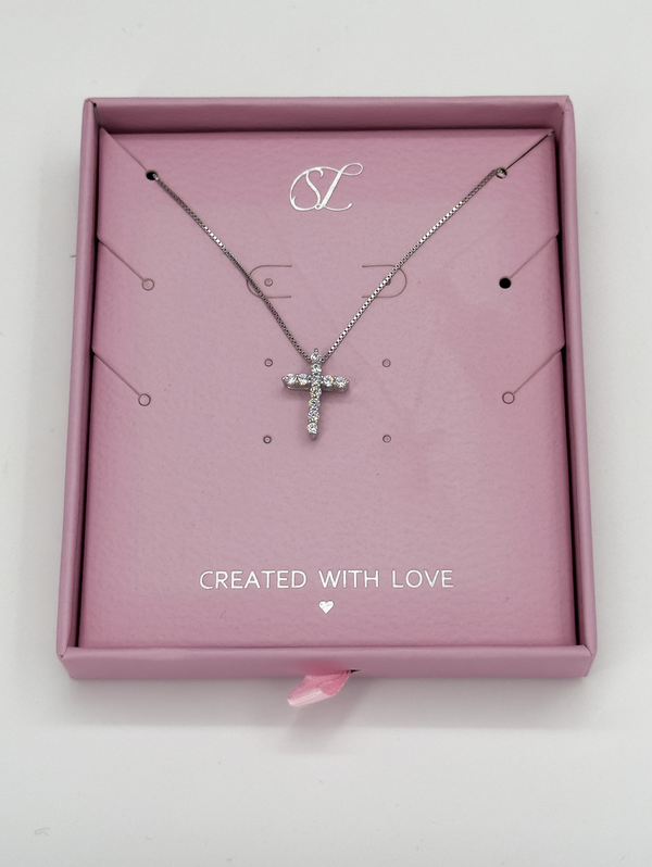 smashed lemon 64036 Fijn En Ketting Met Kruisvormige Hangerzirkoonkristallen | Silver