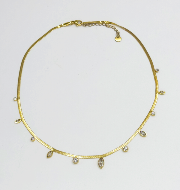 Smashed Lemon 64041 Fijne Roestvrijstalen Ketting Met Zirkoon Kristal Druppel Hangers | Gold