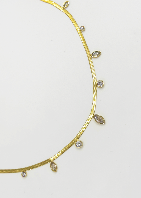 Smashed Lemon 64041 Fijne Roestvrijstalen Ketting Met Zirkoon Kristal Druppel Hangers | Gold
