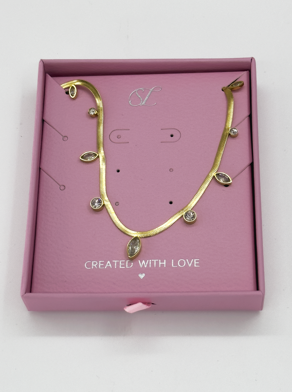 smashed lemon 64041 Fijne Roestvrijstalen Ketting Met Zirkoon Kristal Druppel Hangers | Gold