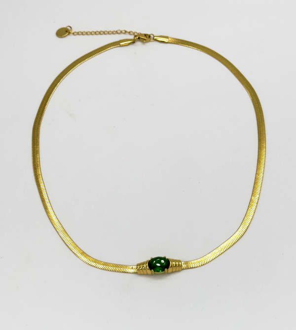 Smashed Lemon 64042 Fijne Roestvrijstalen Ketting Met Retro Zirkoonkraal | Gold