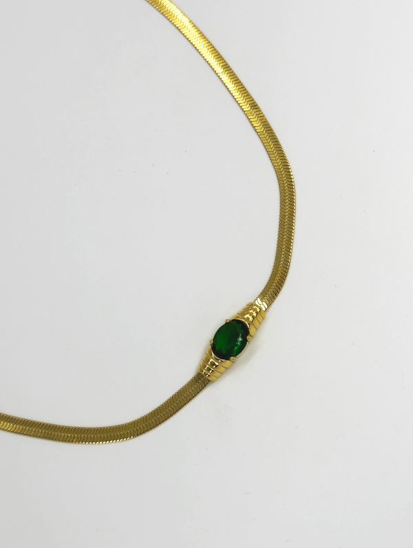 Smashed Lemon 64042 Fijne Roestvrijstalen Ketting Met Retro Zirkoonkraal | Gold