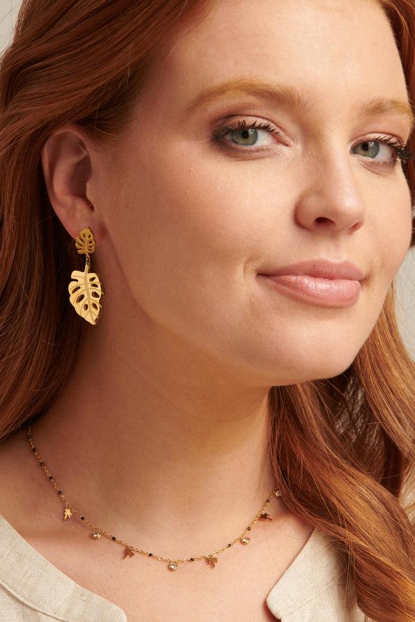 Smashed Lemon 64044 Fijne Roestvrijstalen Ketting Met Palmvormige Hangers | Gold