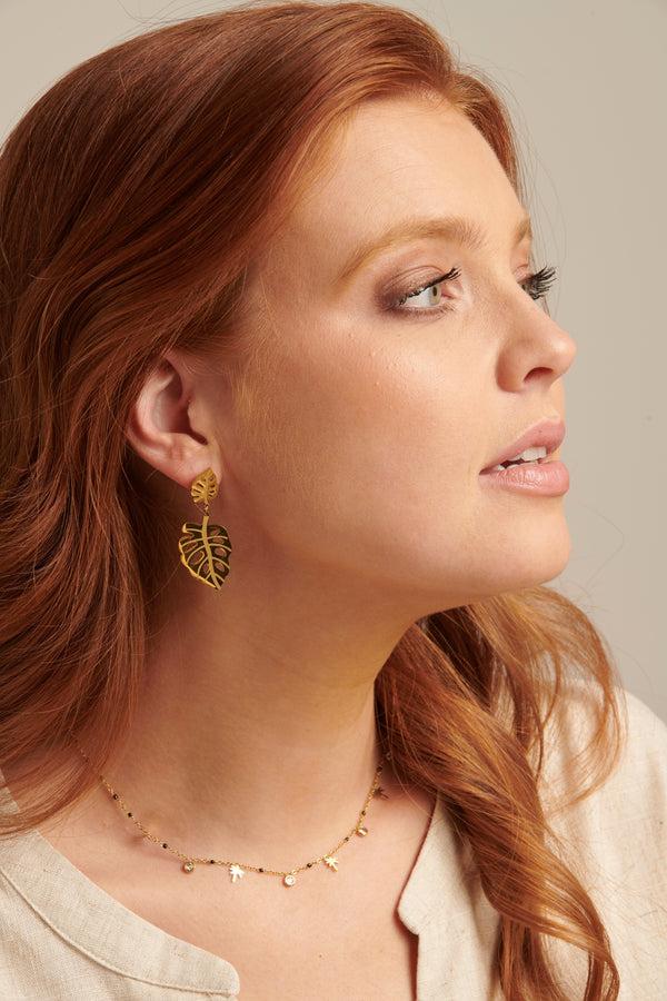 smashed lemon 64044 Fijne Roestvrijstalen Ketting Met Palmvormige Hangers | Gold