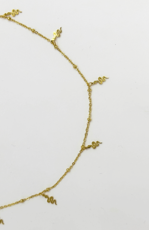 Smashed Lemon 64045 Fijne Roestvrijstalen Ketting Met Slangvormige Hangers | Gold