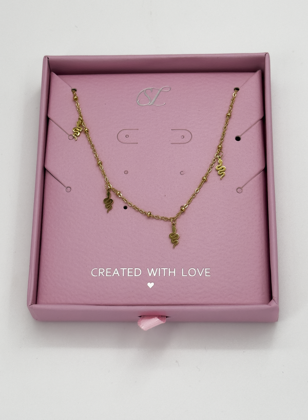 smashed lemon 64045 Fijne Roestvrijstalen Ketting Met Slangvormige Hangers | Gold