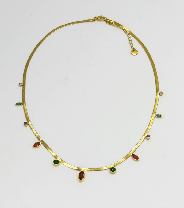 Smashed Lemon 64048 Fijne Roestvrijstalen Ketting Met Druppelvormige Zirkoonkralen | Gold