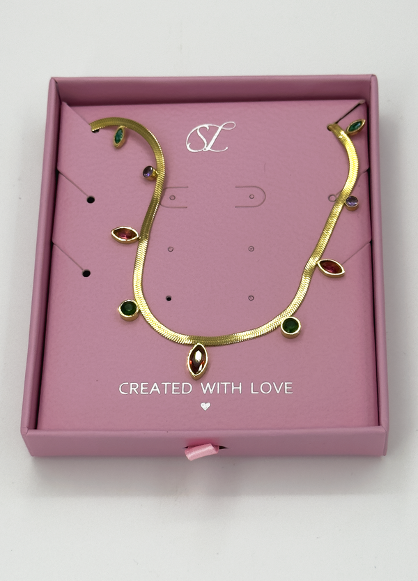 smashed lemon 64048 Fijne Roestvrijstalen Ketting Met Druppelvormige Zirkoonkralen | Gold