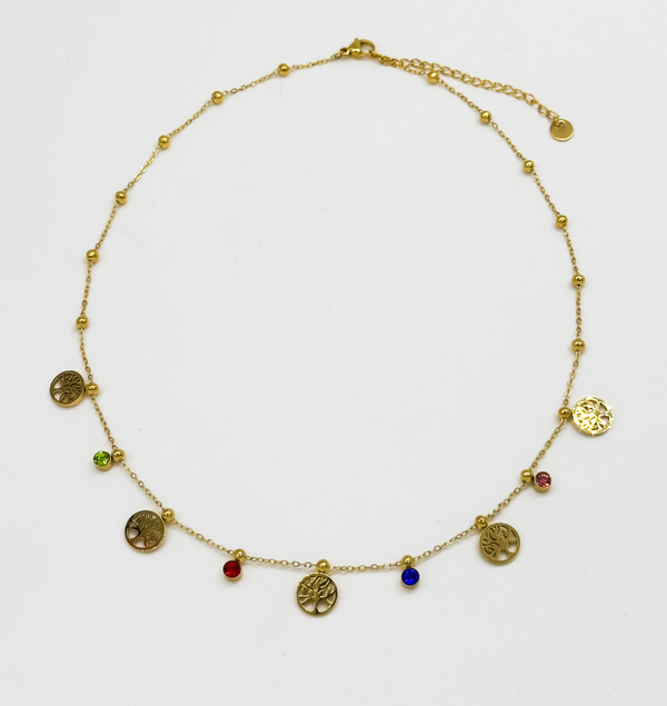 Smashed Lemon 64050 Fijne Roestvrijstalen Ketting Met Levensboomhangerszirkonen Kristallen | Gold