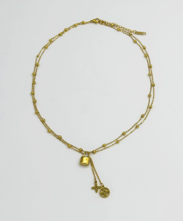 Smashed Lemon 64065 Fijne Roestvrijstalen Ketting Met Dubbele Laagslotvormige Hanger | Gold