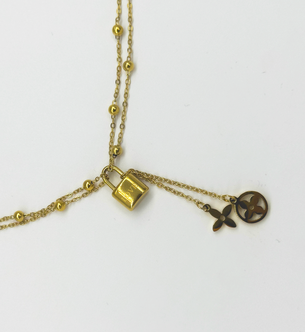 Smashed Lemon 64065 Fijne Roestvrijstalen Ketting Met Dubbele Laagslotvormige Hanger | Gold