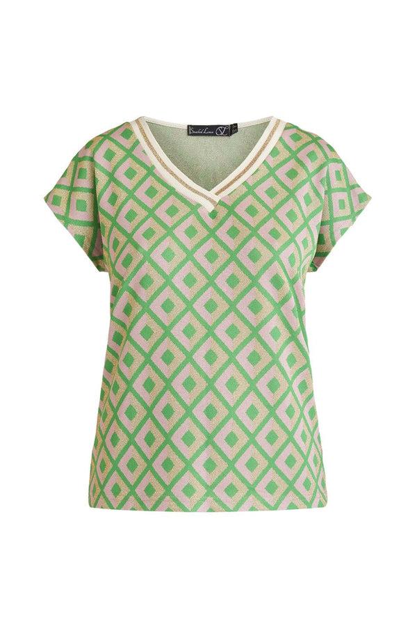 Smashed Lemon 23220 Top Met Retro Print | Green-Gold