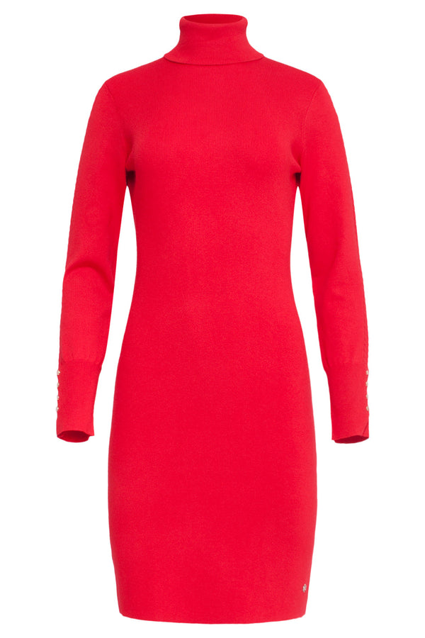 Smashed Lemon 23839 Turtle Neck Jurk | Red