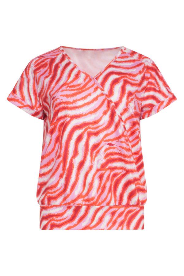 Smashed Lemon 24009 Zebra Stretch Top | Pink-Red