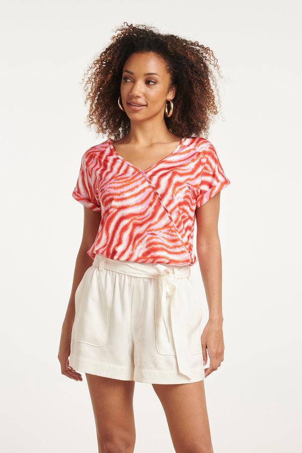 smashed lemon 24009 Zebra Stretch Top | Pink-Red