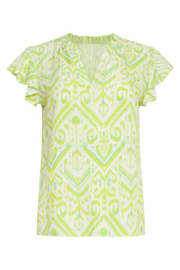 Smashed Lemon 24037 Flowy Lime Zomertop | White-Lime