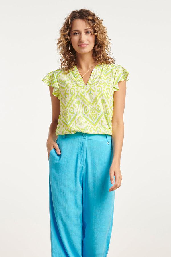 smashed lemon 24037 Flowy Lime Zomertop | White-Lime