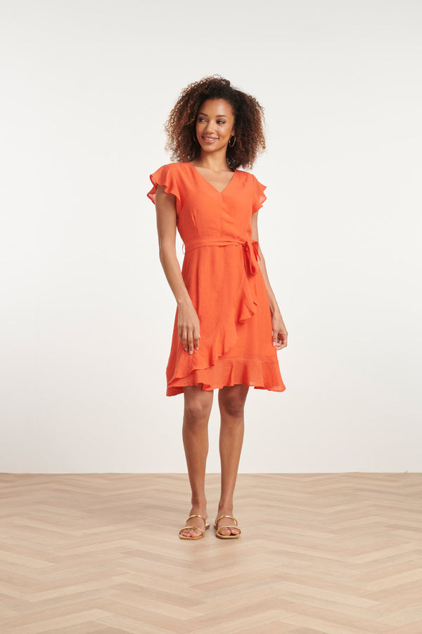 Smashed Lemon 24099 Fitted Wrap Jurk | Orange