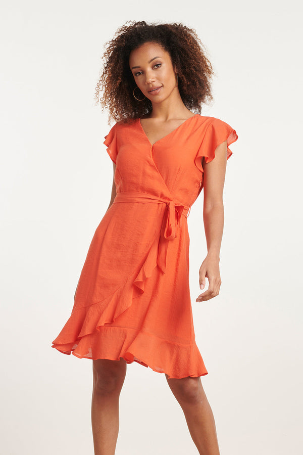 Smashed Lemon 24099 Fitted Wrap Jurk | Orange